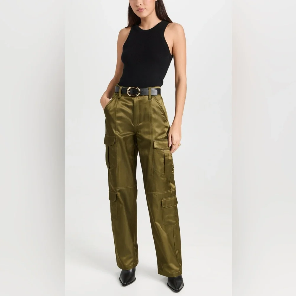 Rag & Bone Cailyn Japanese Satin Cargo Pants‎ Size 30 Army Green - Picture 16 of 16
